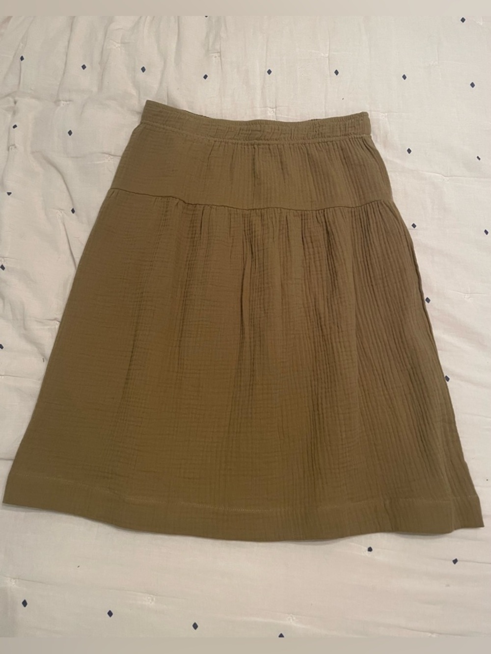 Chelsea & Theodore Olive Tiered A-Line Skirt